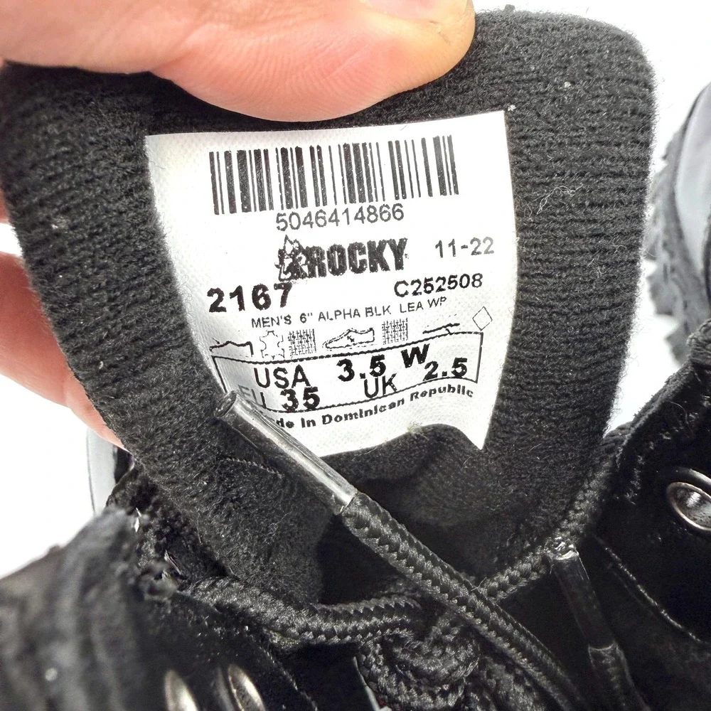 Rocky Alpha Force Boots Mens Size‎ 3.5 W Black 6 Inch Waterproof Leather 2167